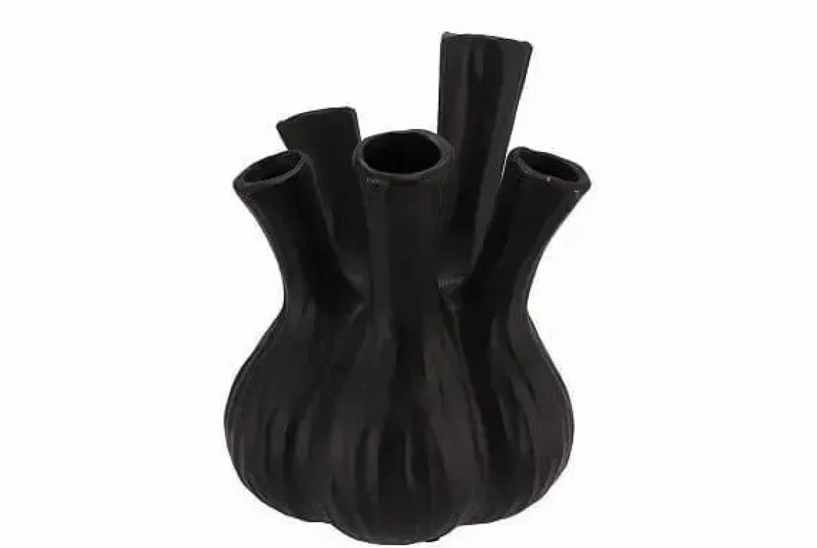Aglio toeter vaas (tulpenvaas) mat zwart 20x25cm