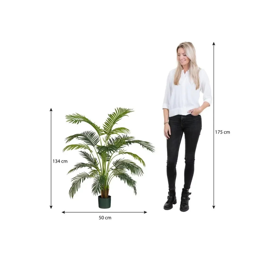 Areca Palm Kunstplant in Pot – H134 x Ø50 cm – Groen