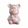 beer beeldje zittend roze parelmoer 7,5x12cm