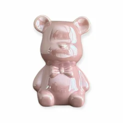 beer beeldje zittend roze parelmoer 7,5x12cm