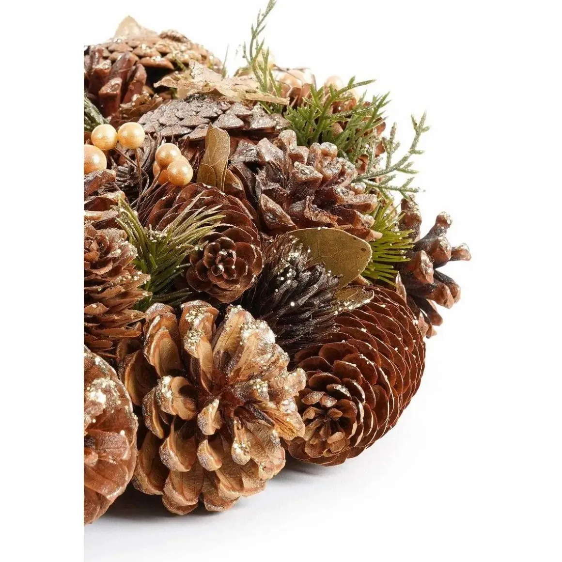 Brant Kerstkrans met Dennenappels – H9 x Ø45 cm – Bruin
