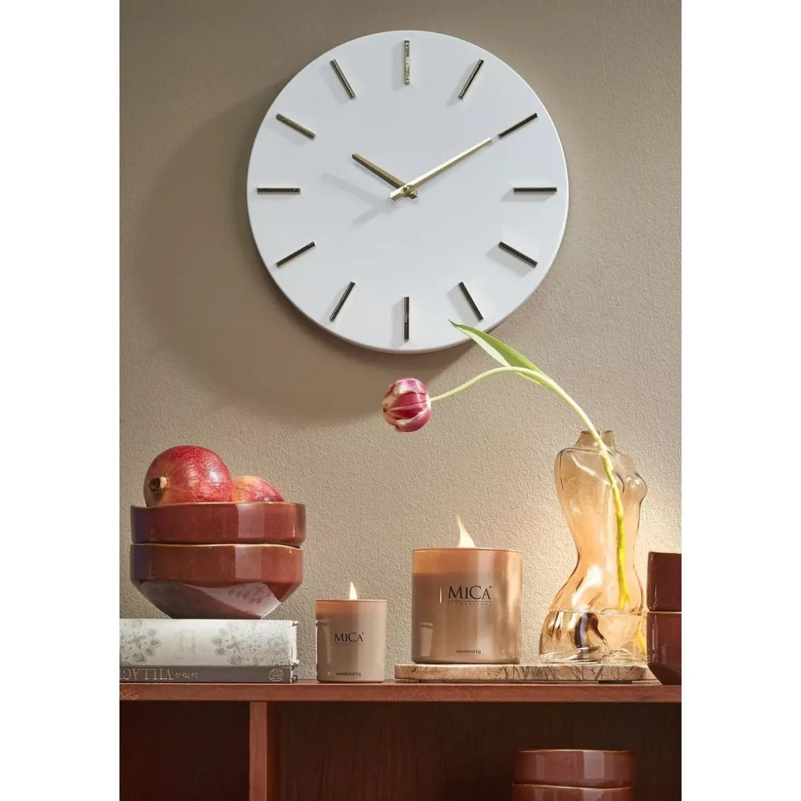 Brixen Wandklok – Ø36 cm – Wit