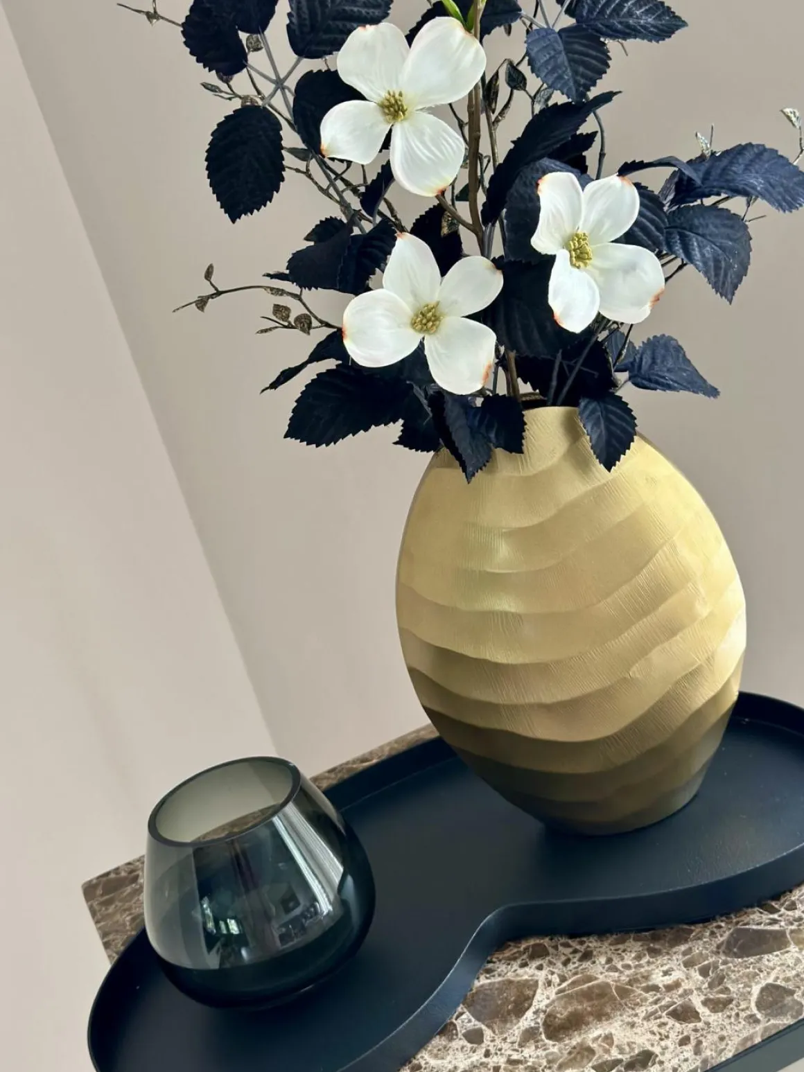 Complete woonaccessoires set met waxinelichthouder goud zwart