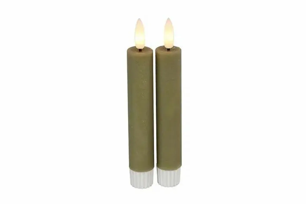 Countryfield LED Dinerkaarsen Kort Taupe 2 stuks Inclusief Afstandsbediening