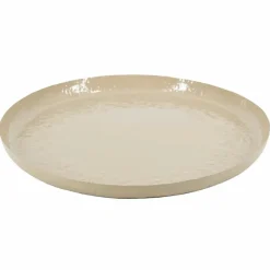 Decoratief rond dienblad hammered 40 cm beige taupe