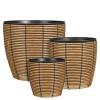 Durban Bloempot Buiten – Set van 3 – H36 x Ø40 cm – Gerecycled Plastic – Bruin
