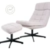 Fauteuil Aiden + Hocker – Bouclé – Naturel