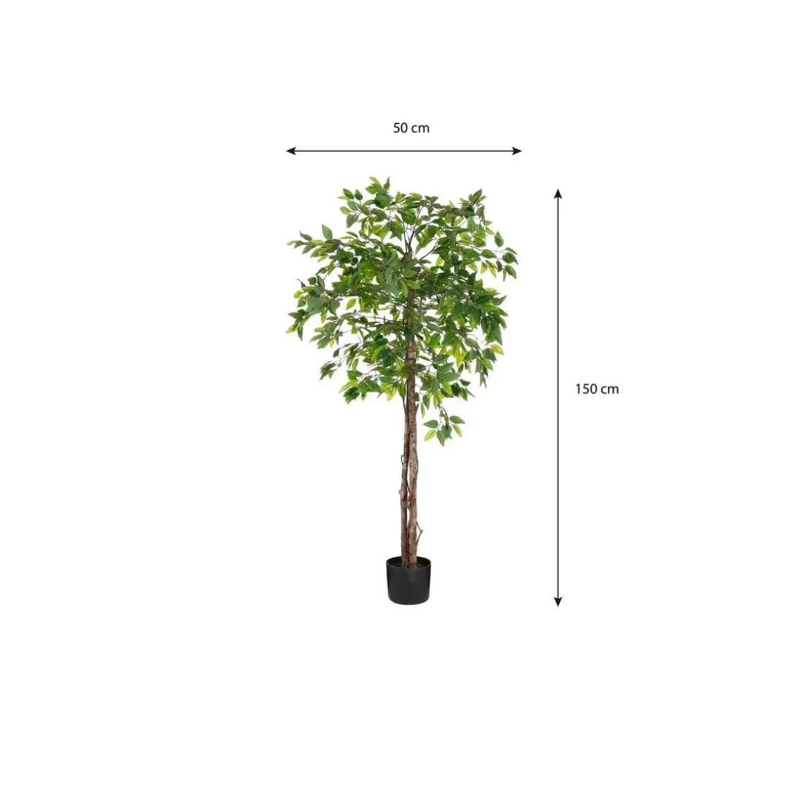 Ficus Kunstplant in Bloempot – H150 x Ø50 cm – Groen