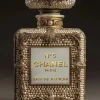 Glasschilderij met goudfolie 60x80cm Parfum met kleine parels