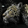Glasschilderij met kristallen en lijst 120x80cm Panter