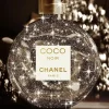Glasschilderij Parfumfles glitter coco 80x120cm