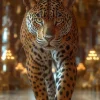 Glasschilderij 80x120cm Panter in paleis