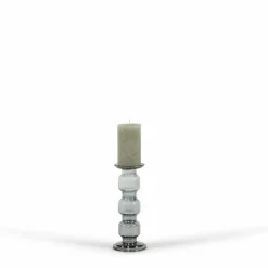 Glazen kandelaar Oyster 3 Rolls Grey luster