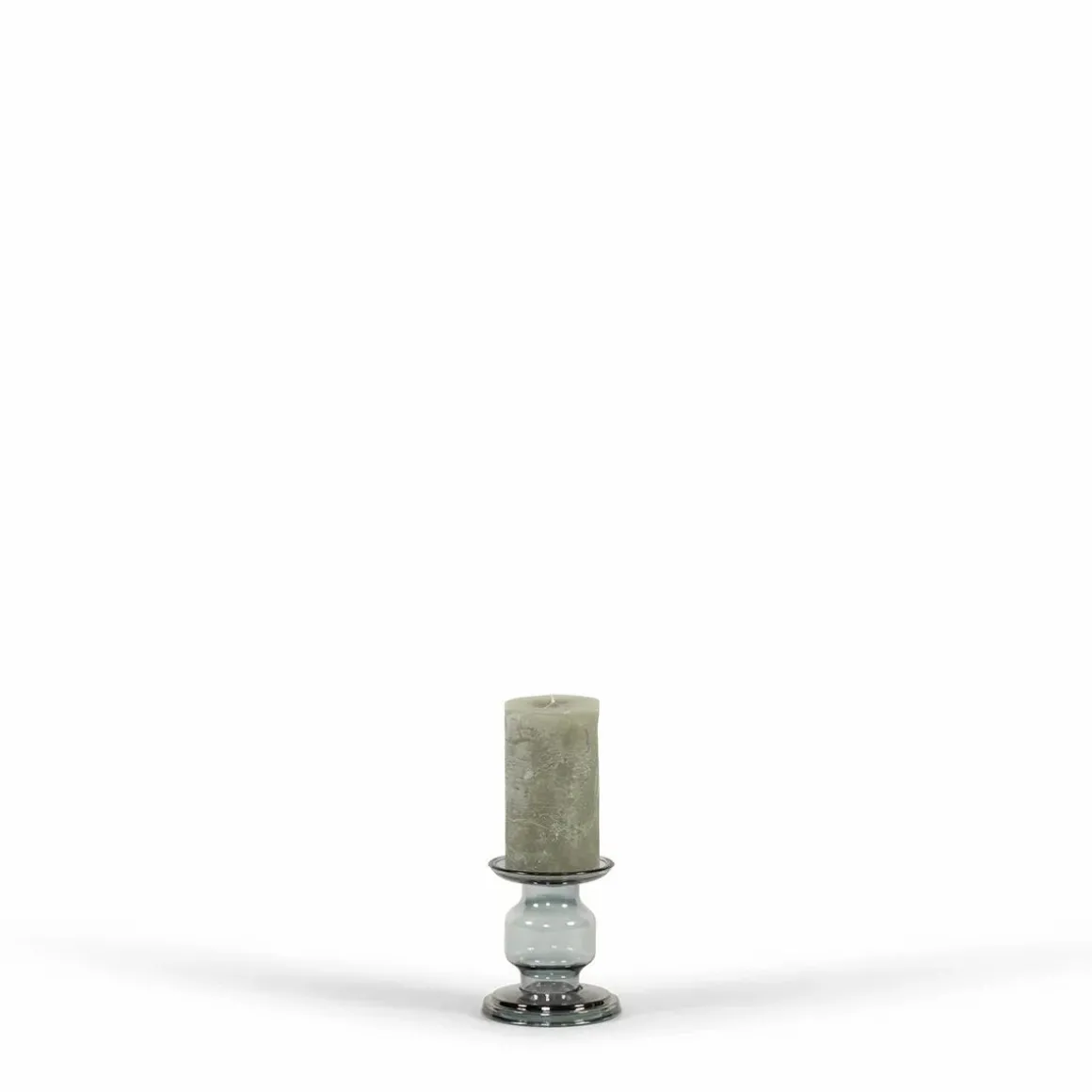 Glazen kandelaar Oyster 1 Rolls Grey luster