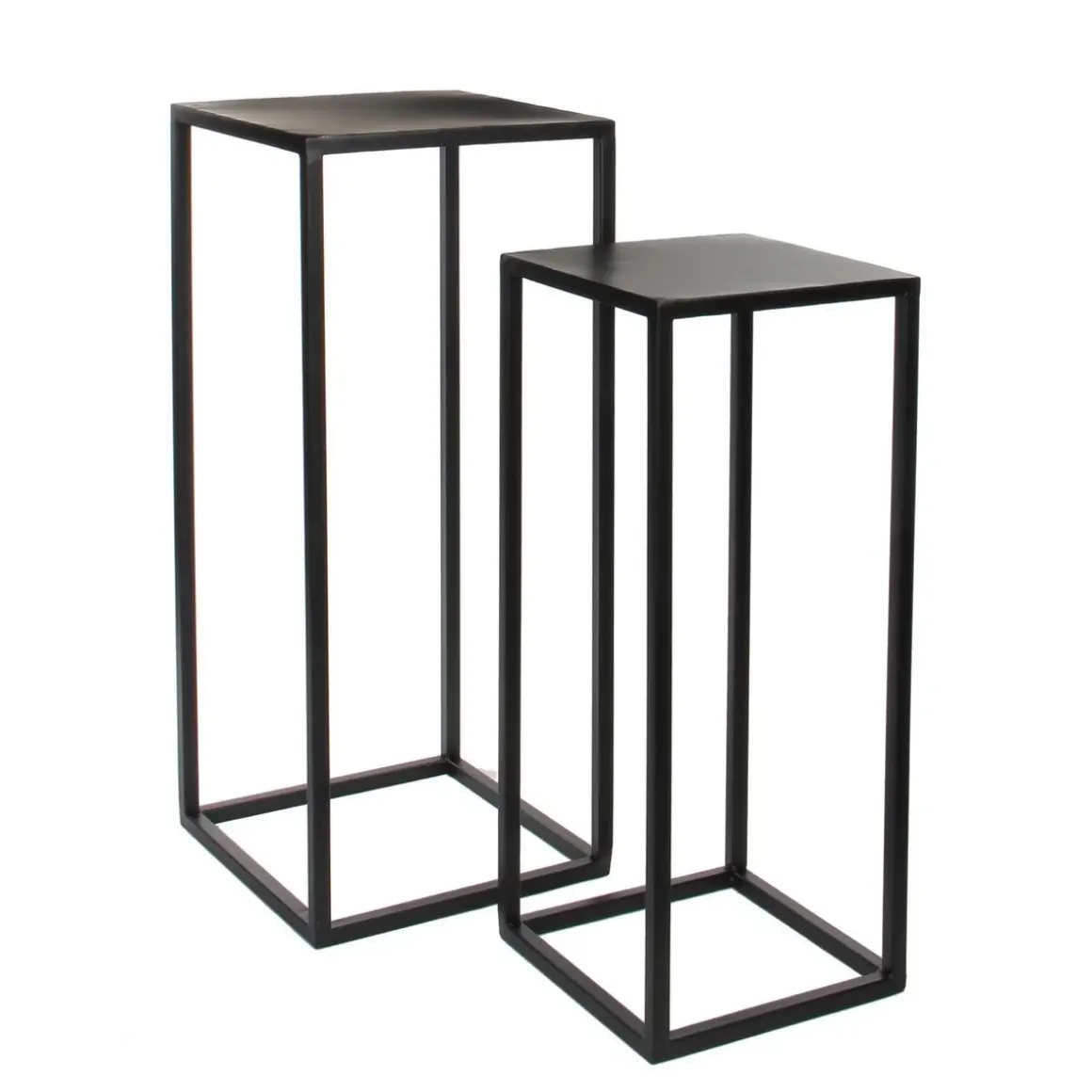 Goa Bijzettafel – Set van 2 – L30 x B30 x H70 cm – Metaal – Zwart