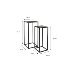 Goa Bijzettafel – Set van 2 – L30 x B30 x H70 cm – Metaal – Zwart