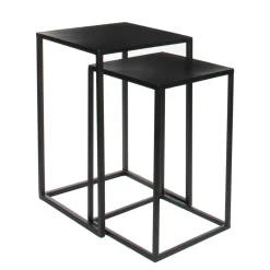 Goa Bijzettafel – Set van 2 – L35 x B35 x H55 cm – Metaal – Zwart