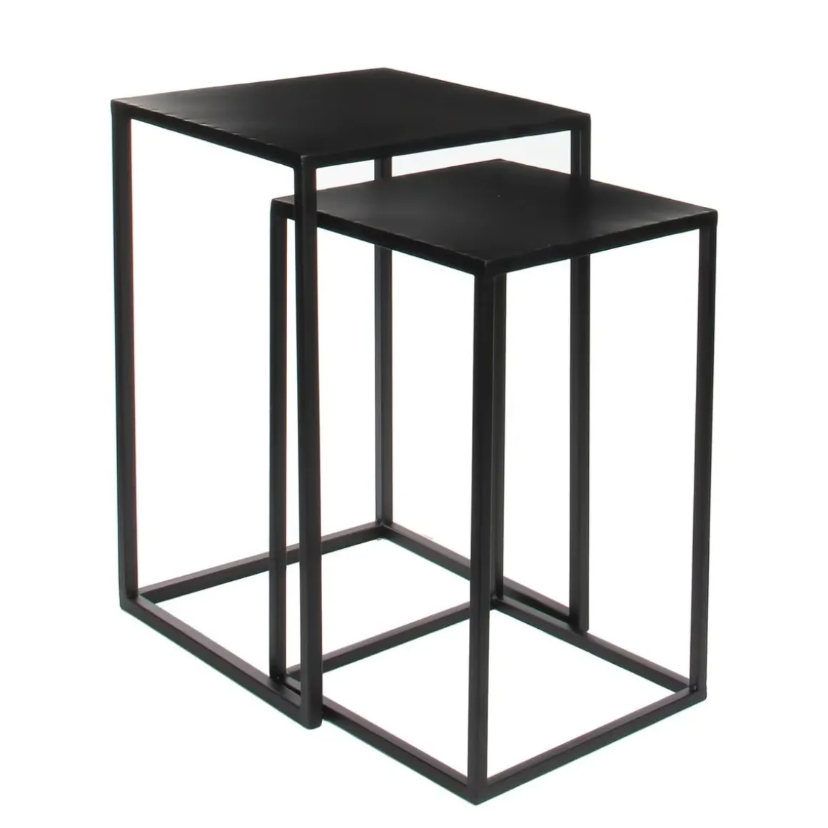 Goa Bijzettafel – Set van 2 – L35 x B35 x H55 cm – Metaal – Zwart
