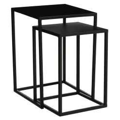Goa Bijzettafel – Set van 2 – L30 x B30 x H42 cm – Metaal – Zwart