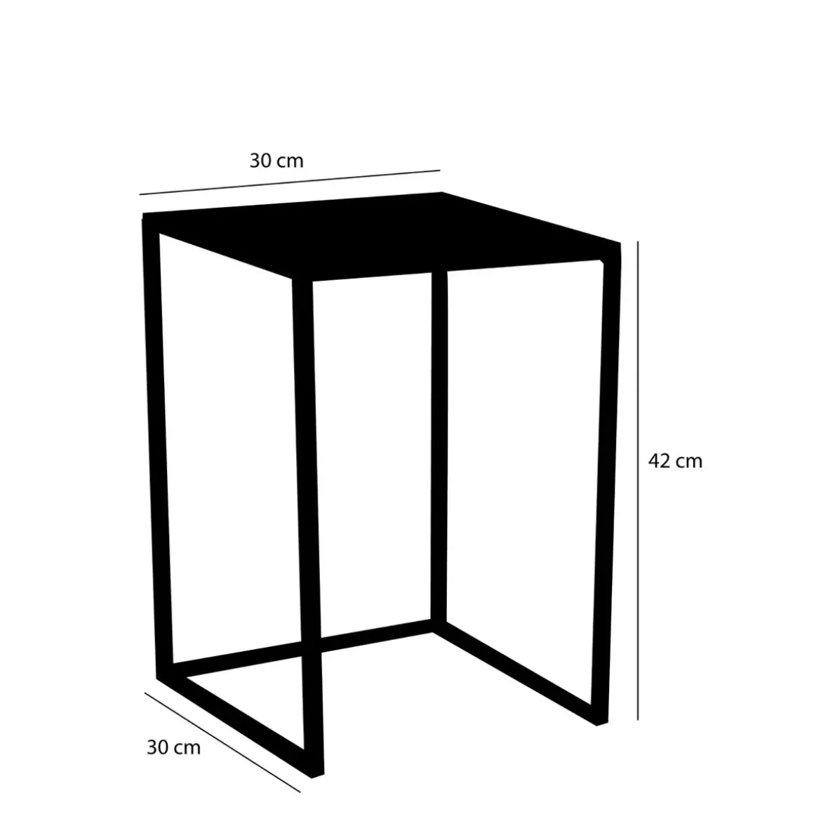 Goa Bijzettafel – Set van 2 – L30 x B30 x H42 cm – Metaal – Zwart