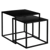 Goa Bijzettafel – Set van 2 – L35 x B35 x H33 cm – Metaal – Zwart