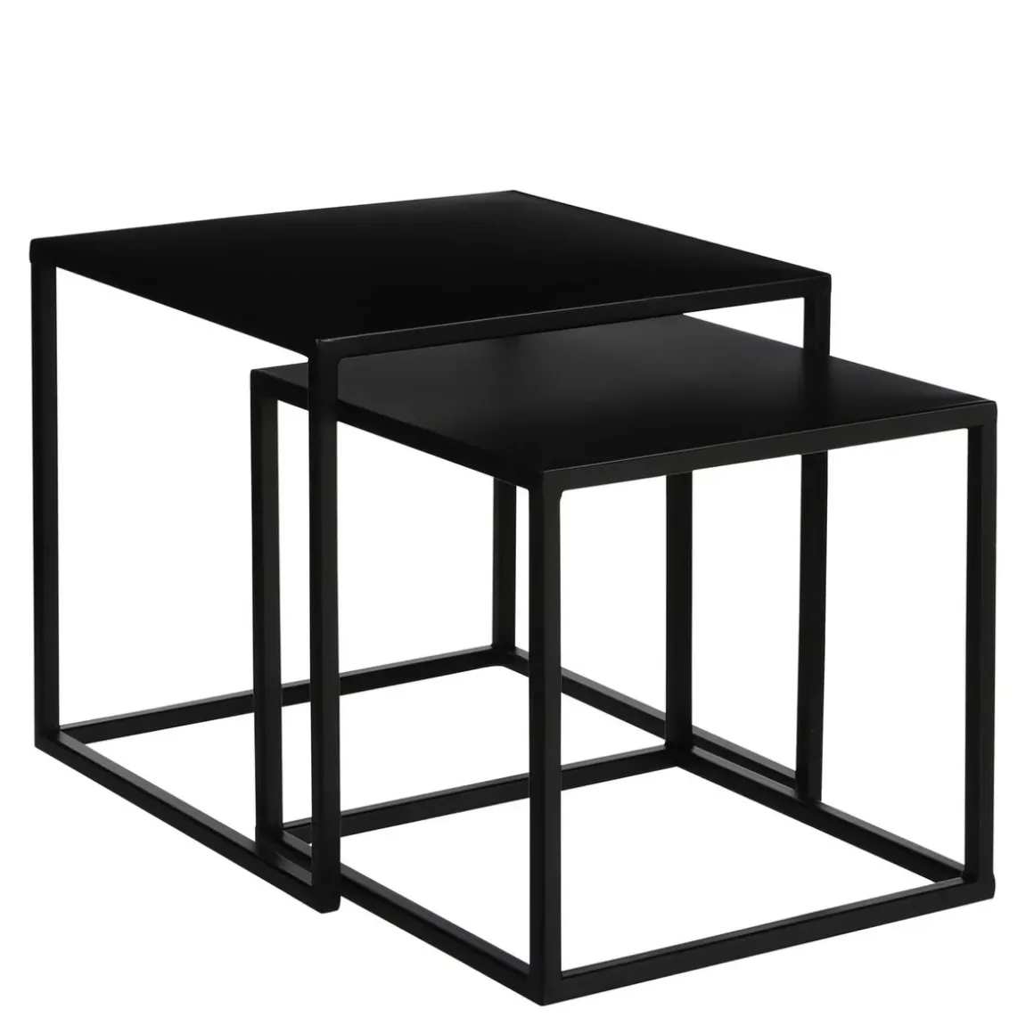 Goa Bijzettafel – Set van 2 – L35 x B35 x H33 cm – Metaal – Zwart