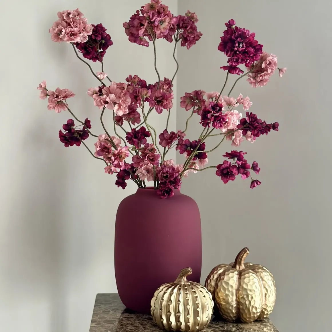 Herfst decoratie set burdgundy gold