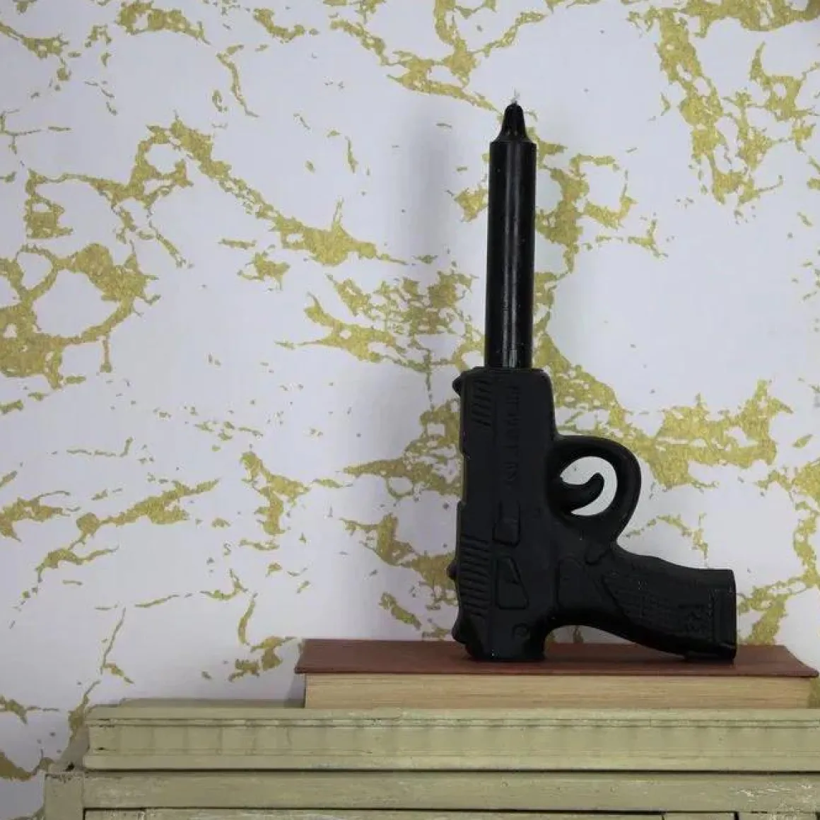 HV kandelaar Gun pistool mat Zwart