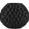 Inga jada black zwart ovaal vaas structuur 32x12x26cm