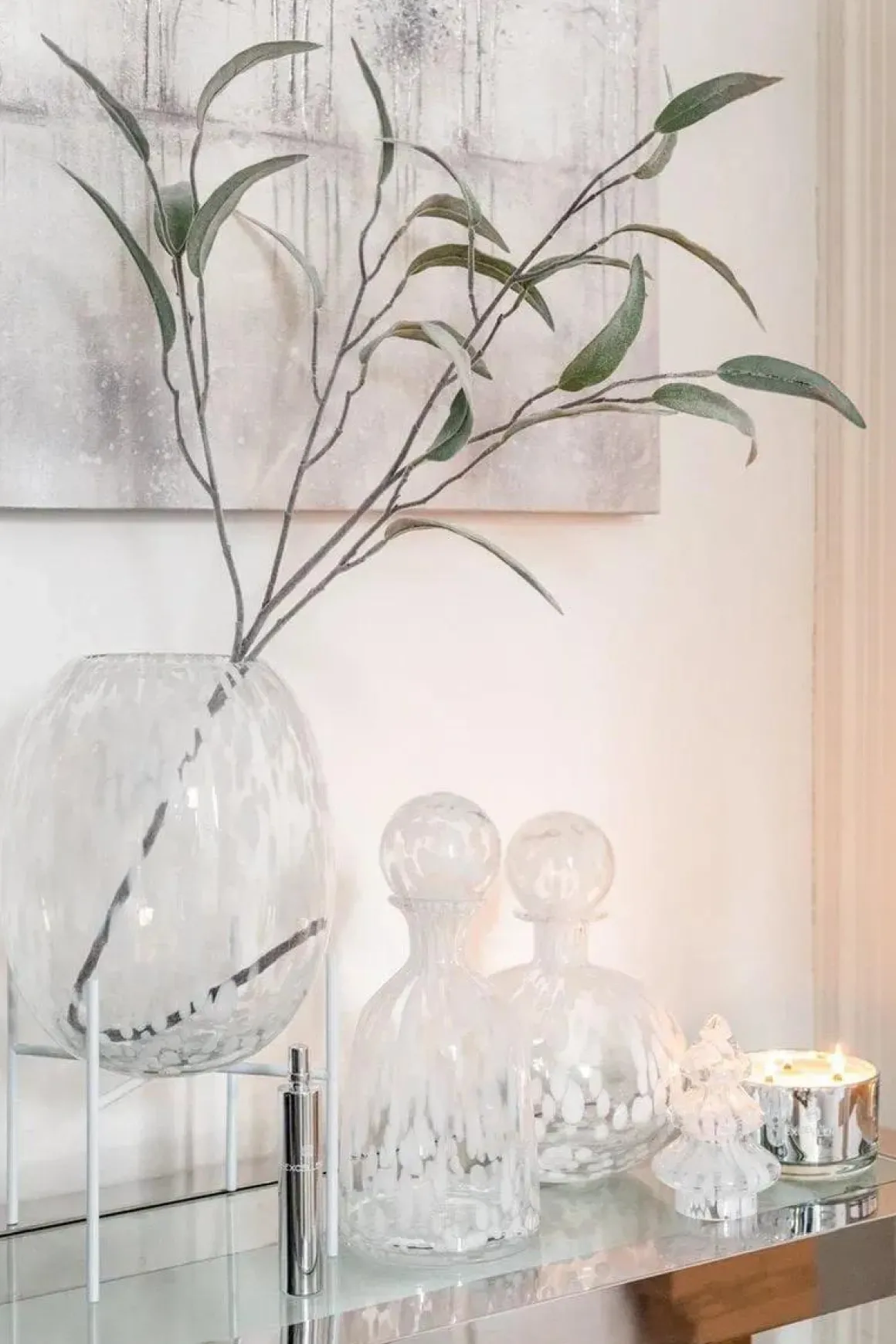 J-Line Decoratie fles hoog wit