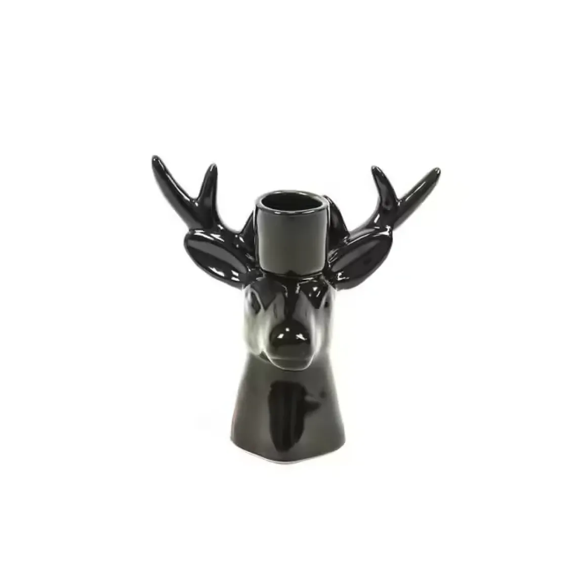 Kaarshouder eendier kerstdecoratie zwart 11x6x11cm