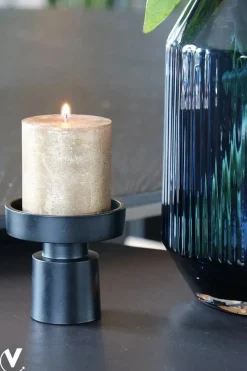 Kaarshouder zwart Piura XS Ø9 x H10 cm – vase the world