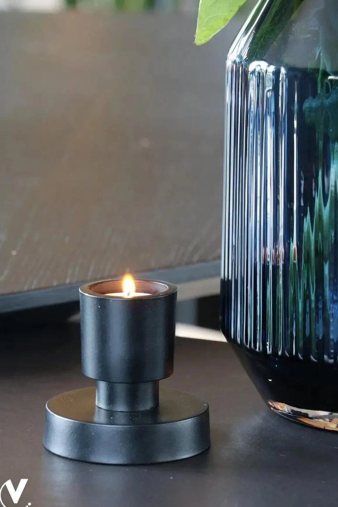 Kaarshouder zwart Piura XS Ø9 x H10 cm – vase the world
