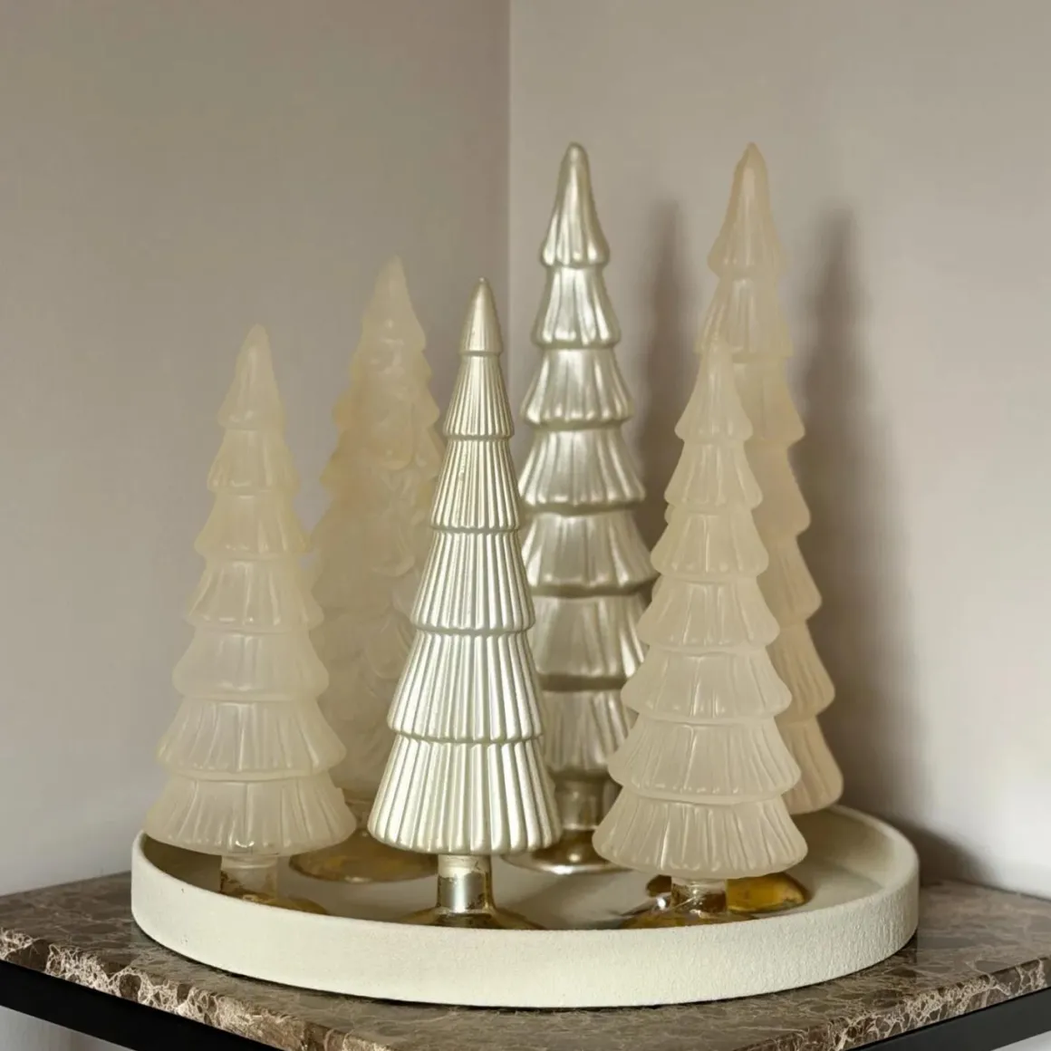 Kerstboom decoratie set van glas japandi chique – 30/35 cm