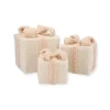 Kerst decoratie Cadeau Set van 3 LED Verlicht – Teddy Beige/Crème