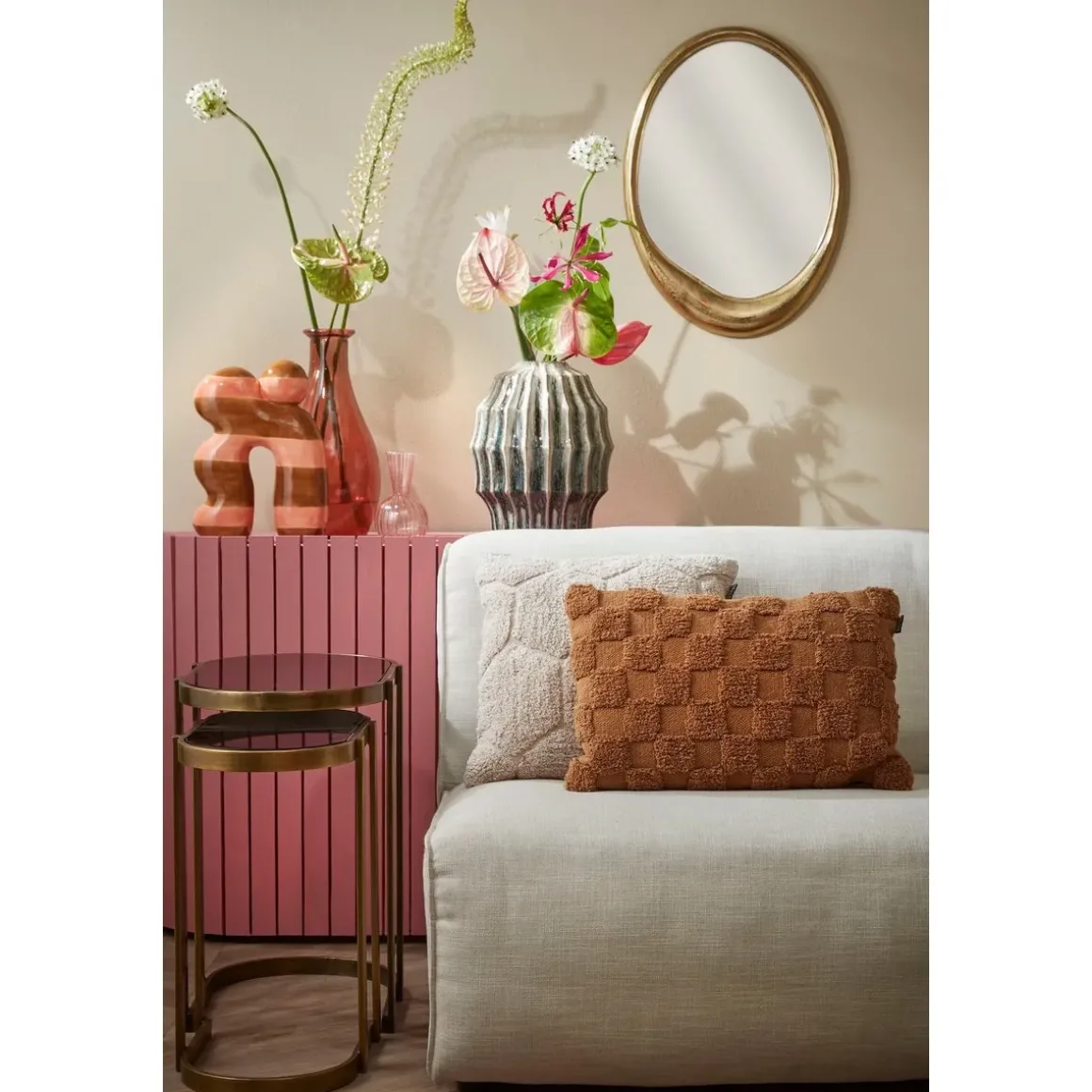 Kevin Bijzettafel – Set van 2 – L54 x B34 x H56 cm – Metaal – Goud