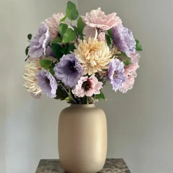 Kunstbloem Chrysant Zalm beige 62 cm