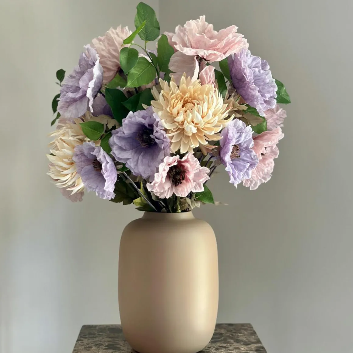 Kunstbloem Chrysant Zalm beige 62 cm