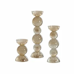 Light & Living | glazen kandelaar set van 3 amber luster