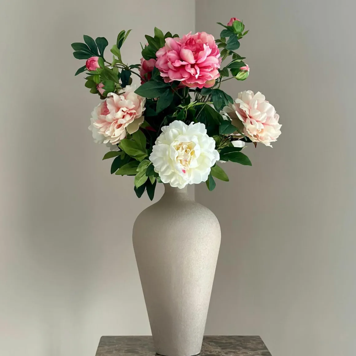 Losse kunstbloem pioenroos wit 68 cm