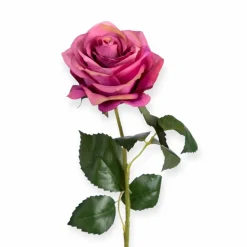 Losse zijden bloem fuchsia/aubergine roos 54 cm