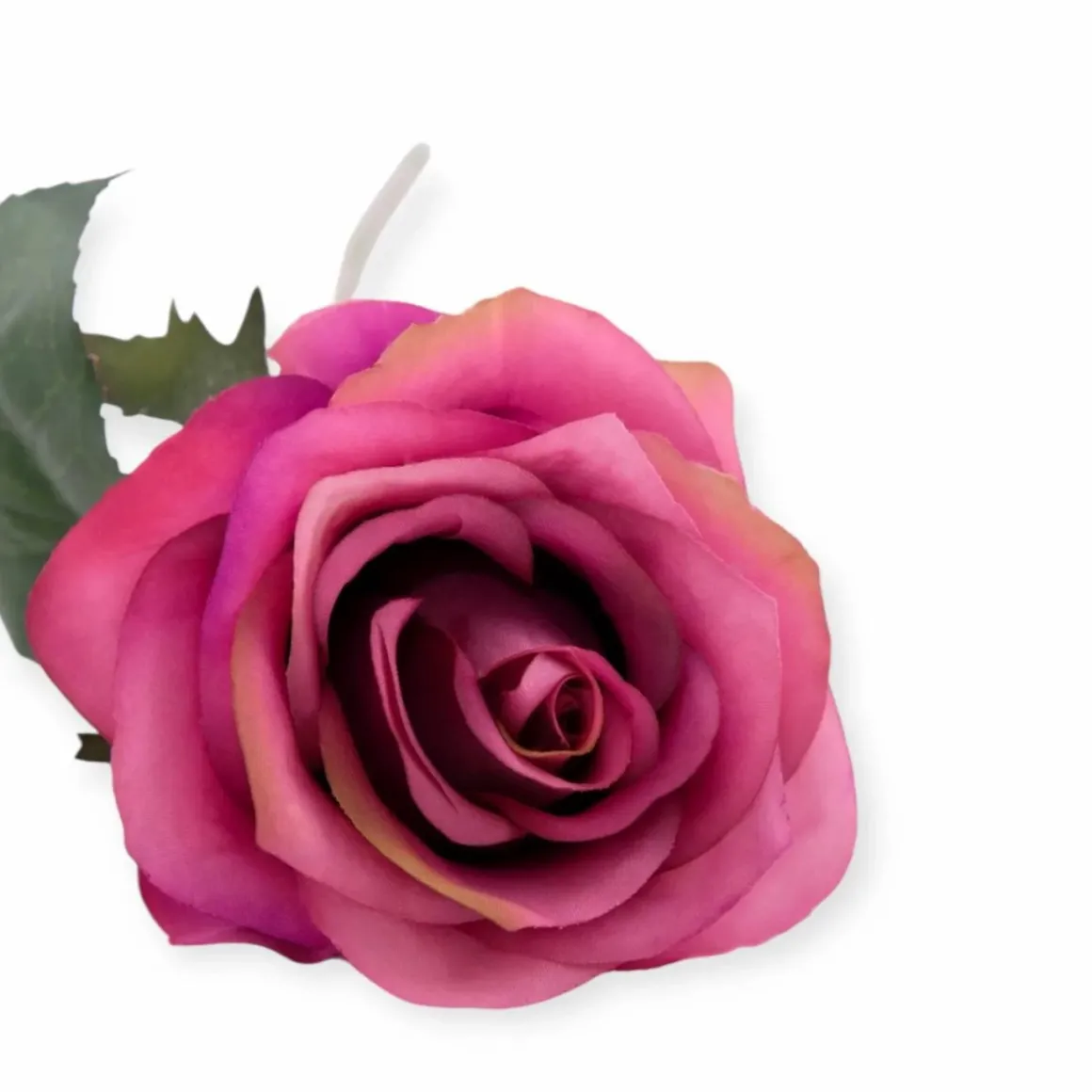 Losse zijden bloem fuchsia/aubergine roos 54 cm