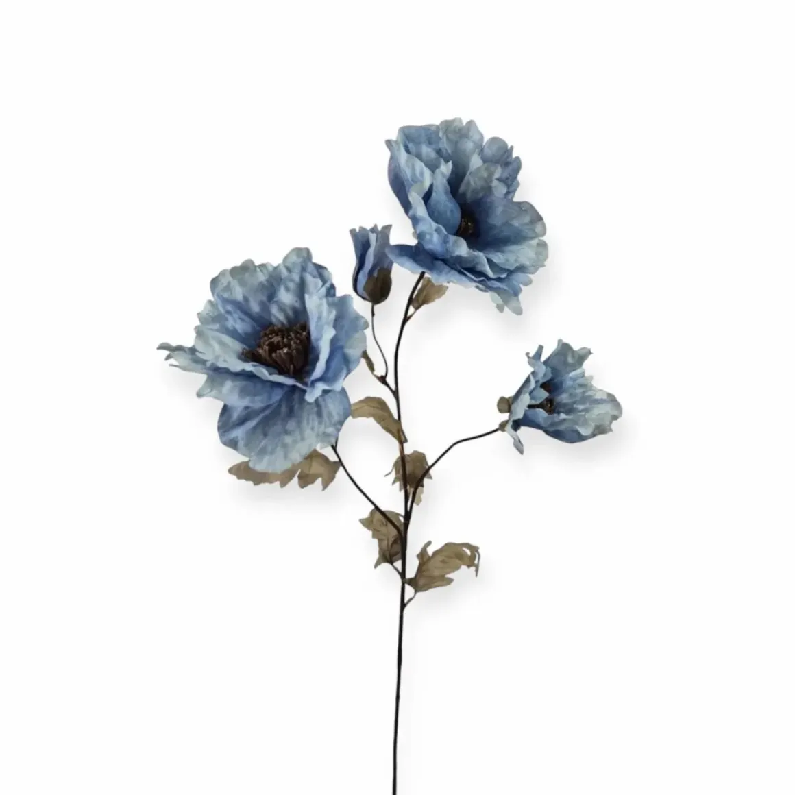 Losse zijden bloem poppy blauw 107 cm