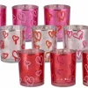 Love You hart waxinelicht houder roze rood fuchsia 10cm x 12,5cm