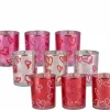Love You hart waxinelicht houder roze rood fuchsia 7,3cm x 8cm