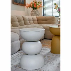 Luna Bijzettafel – H46 x Ø32 cm – IJzer – Off-white