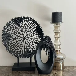 Luxe vaas met gat zwart 20x5x37cm