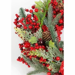 Norah Kerstkrans met Dennenappels – H13 x Ø50 cm – Rood
