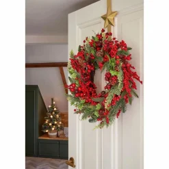 Norah Kerstkrans met Dennenappels – H13 x Ø50 cm – Rood