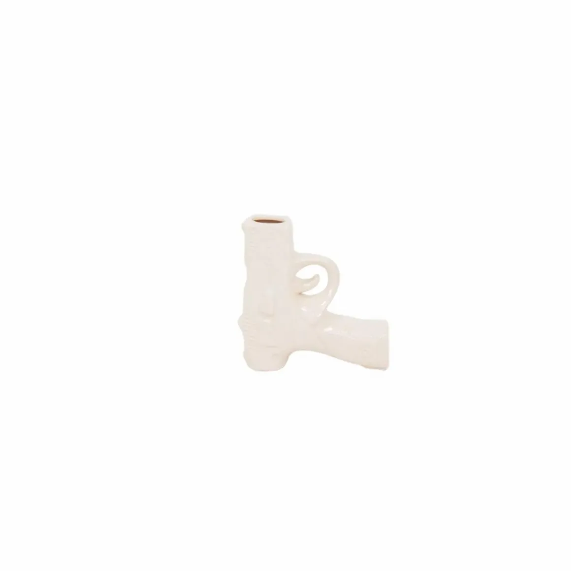 Pistool vaas beige wit S 12x5x12cm